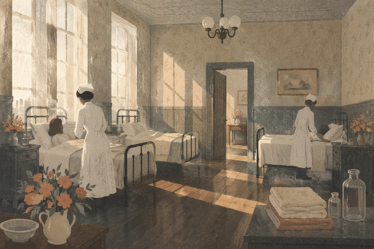 Compassionate Nurses in Historic Hospital Ward