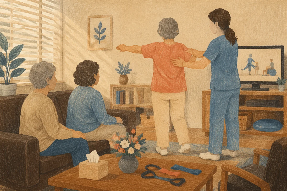 Physical Therapy Balance Exercise in Warm Clinic
