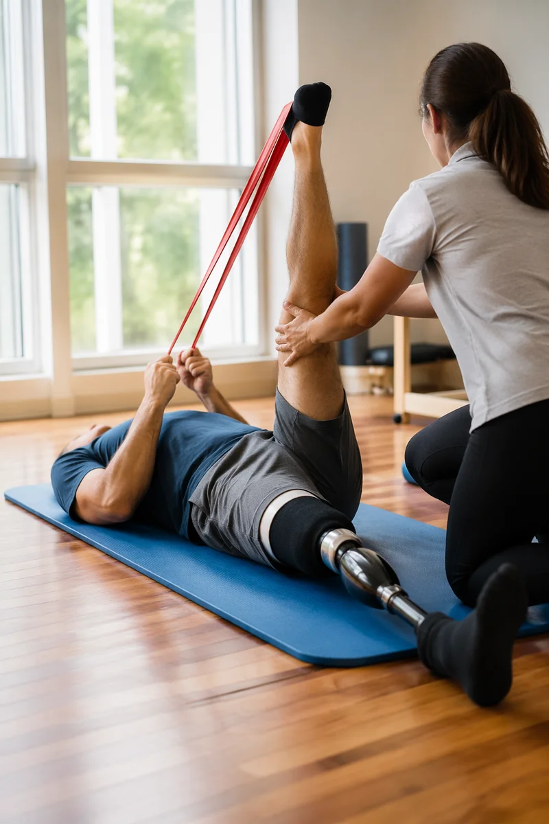 Physical Therapy Hamstring Stretch With Prosthetic