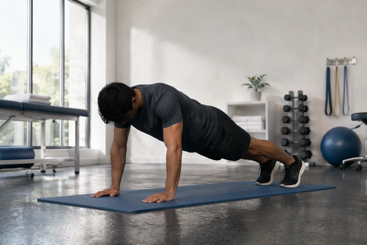 High Plank Rehabilitation in Therapy Gym