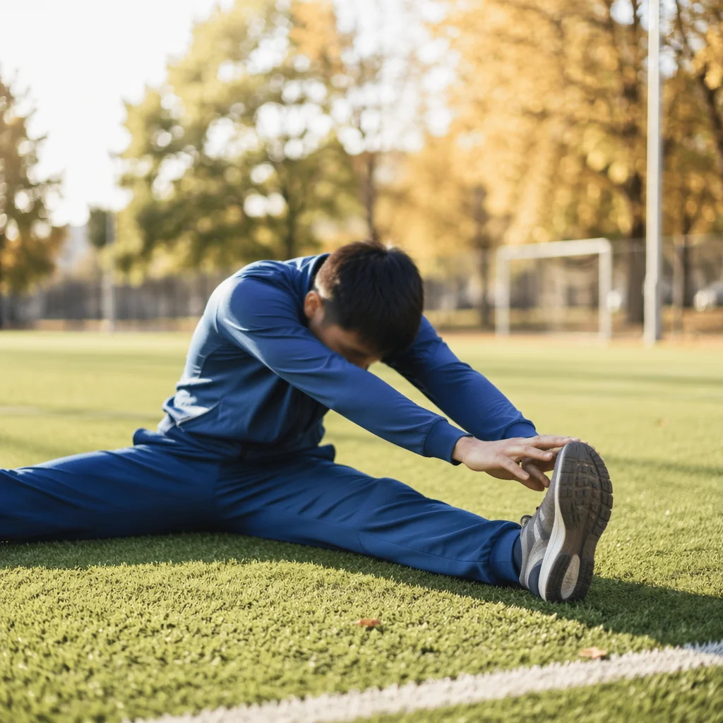 Outdoor Hamstring Stretch in Rehabilitation Therapy