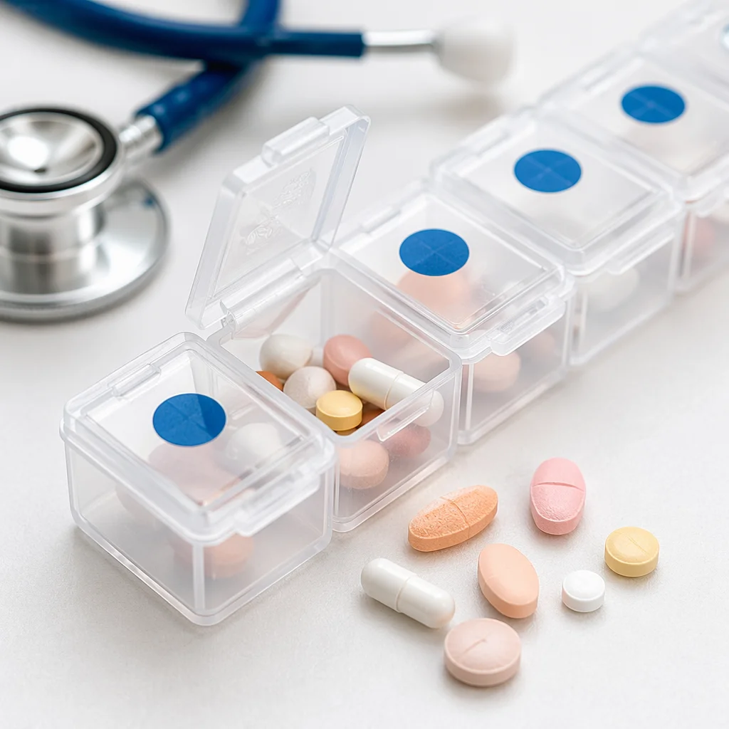 Weekly Pill Organizer With Pastel Medicines