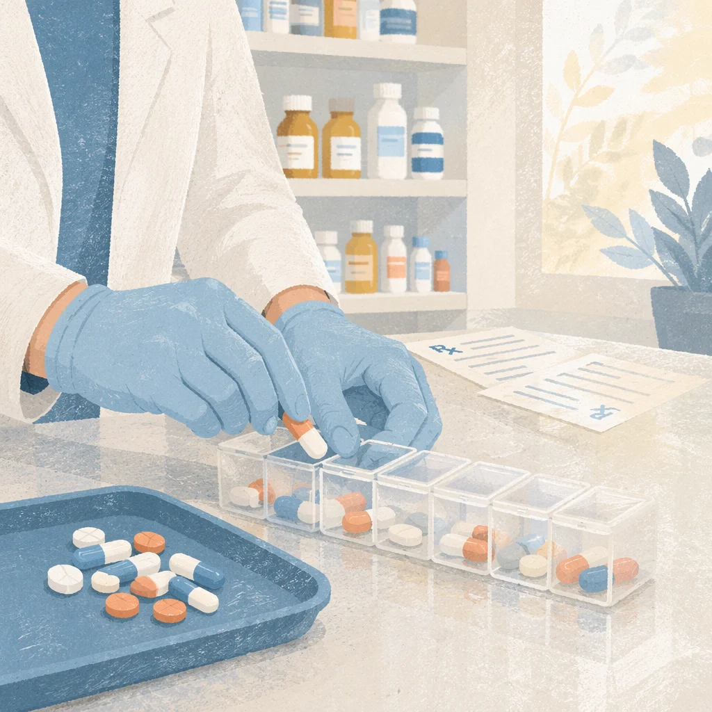Pharmacist Filling Weekly Pill Organizer