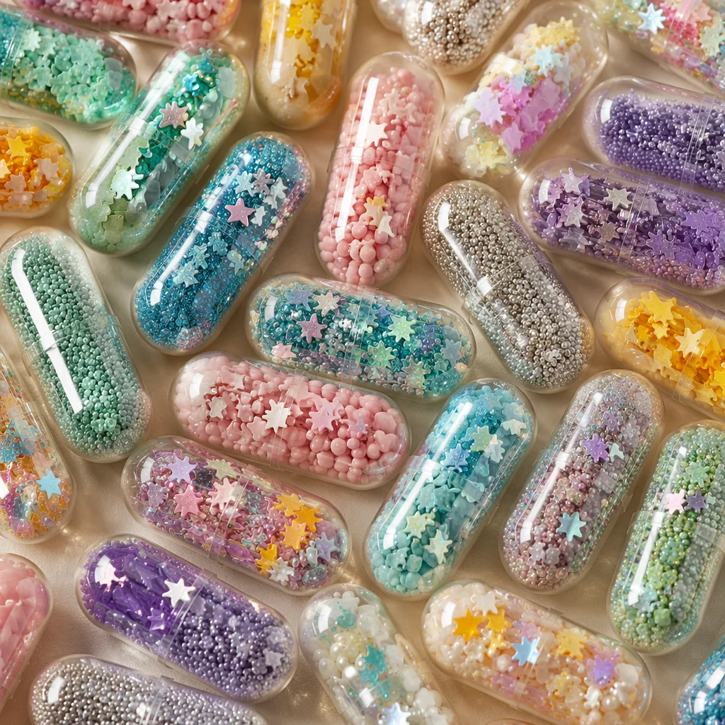 Colorful Transparent Capsules Macro Pattern