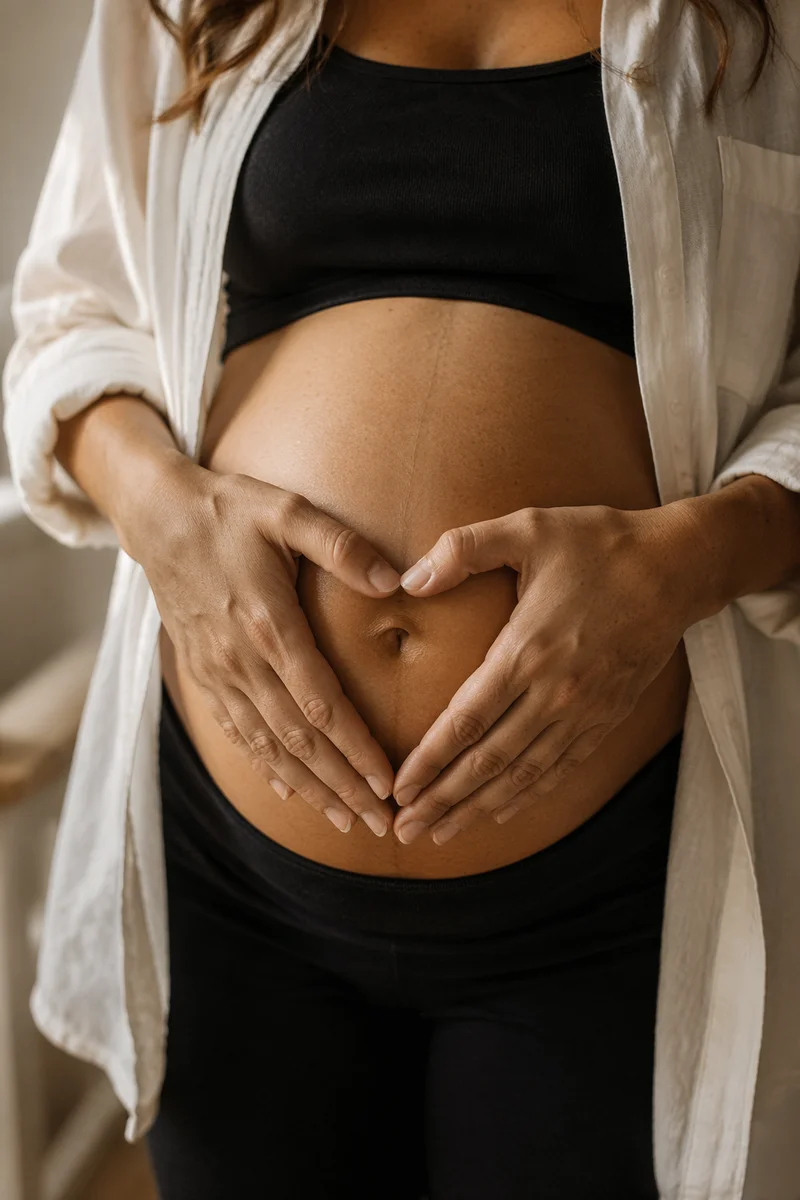 Gentle Maternity Belly Heart Portrait