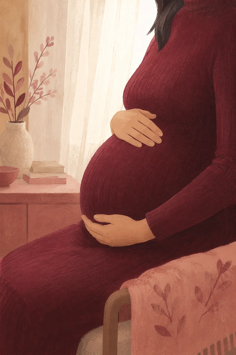 Burgundy Maternity Belly Healthcare Portrait
