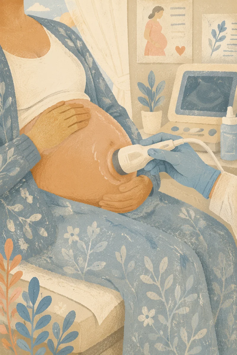 Prenatal Doppler Check on Maternity Belly