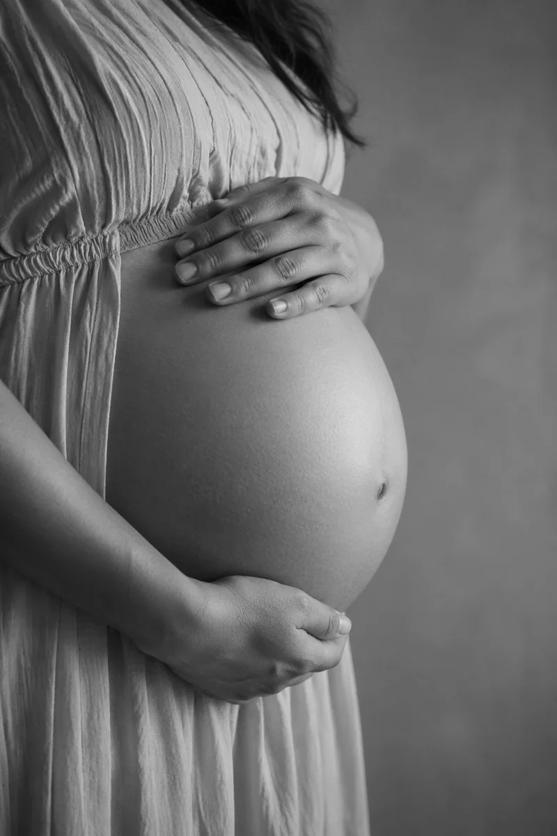 Black and White Maternity Belly Portrait