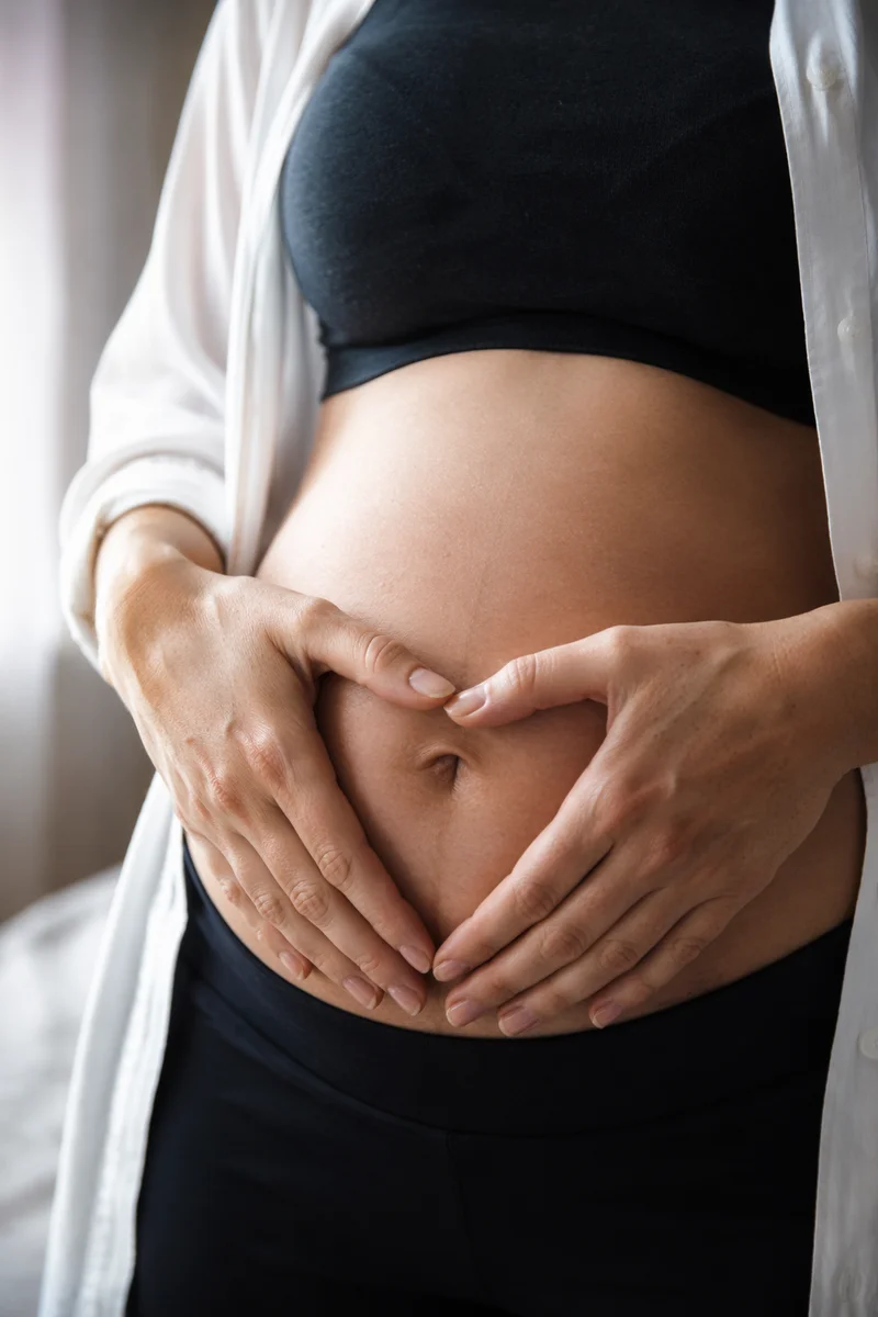 Pregnant Belly Heart Hands Maternity Portrait