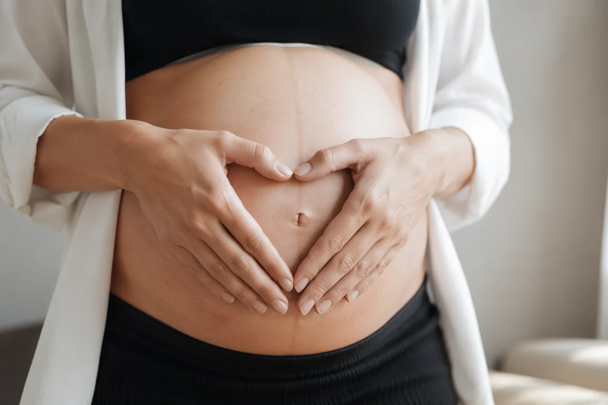 Pregnant Belly Heart Hands Maternity Portrait