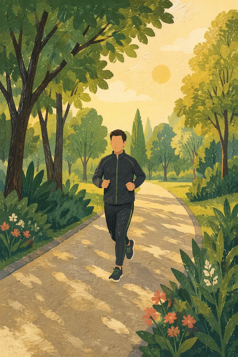 Morning Jogger on Peaceful Park Path