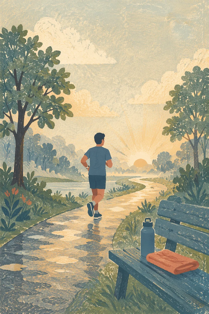 Morning Jogger on Restorative Park Path