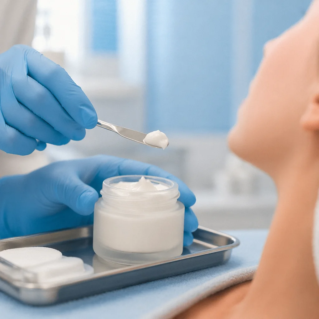 Clinical Face Cream Application Close Up