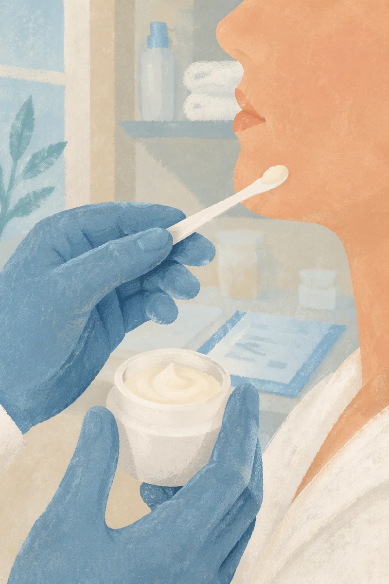 Dermatology Face Cream Application Close Up