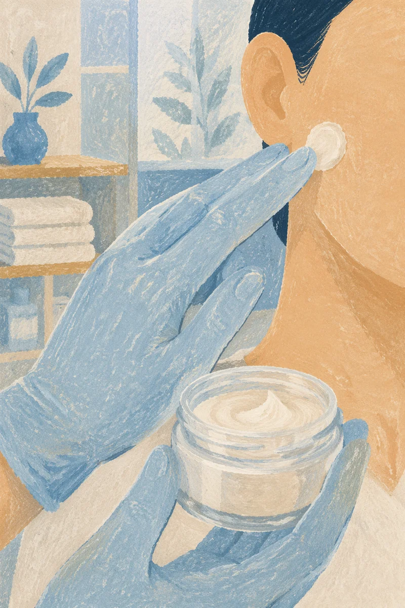 Gentle Medical Skincare Cream Application Close Up