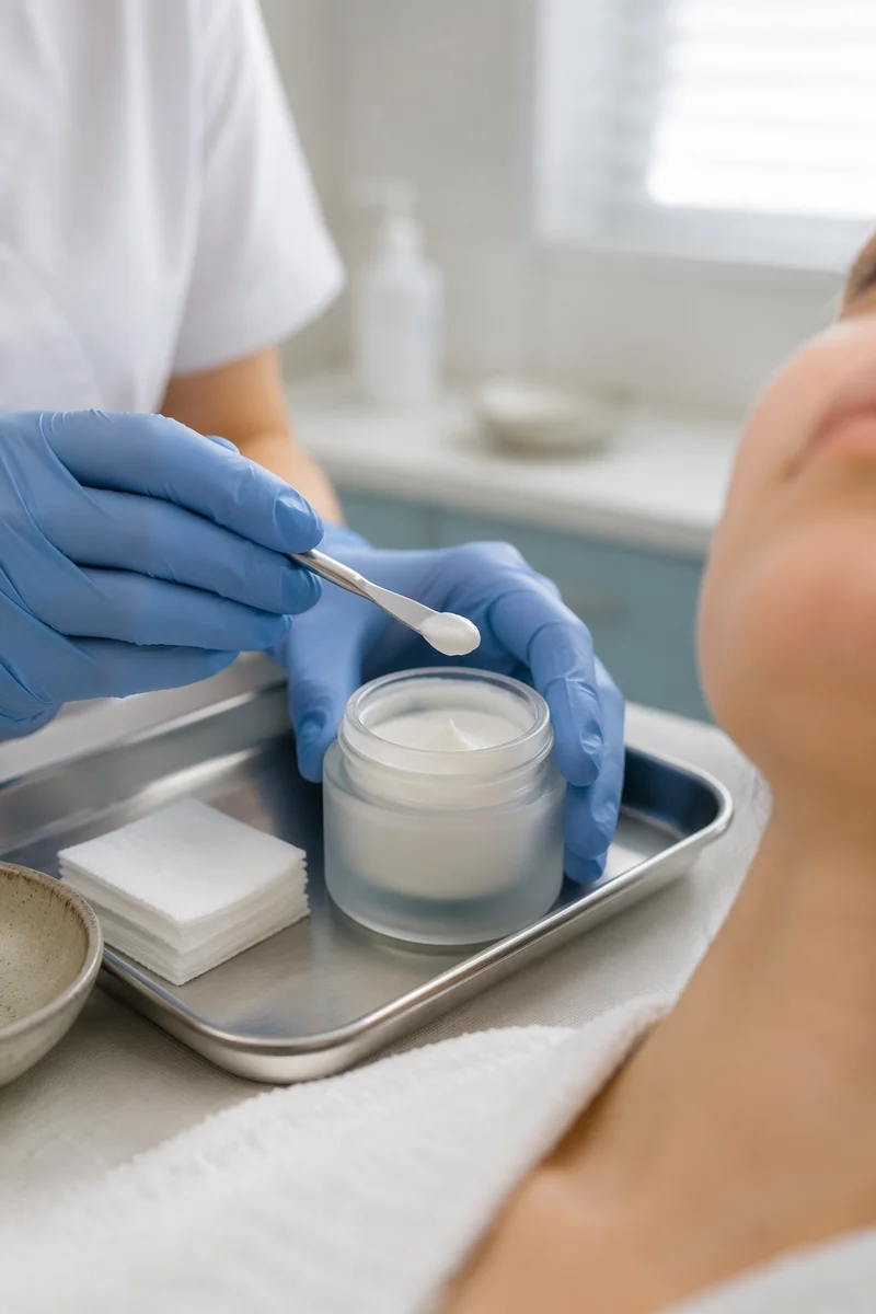 Clinical Skincare Cream Application Close Up
