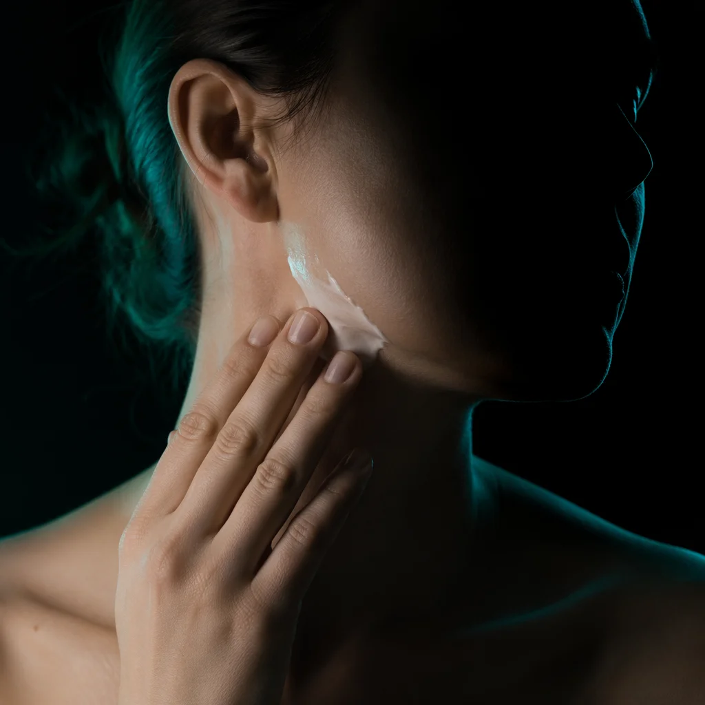 Clinical Skincare Cream Application Close Up