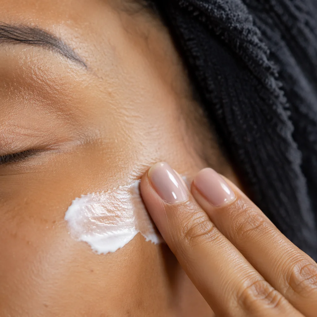 Clinical Skincare Cream Application Close Up
