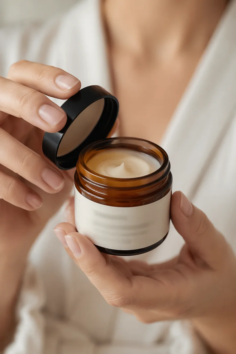 Amber Face Cream Jar Close-Up