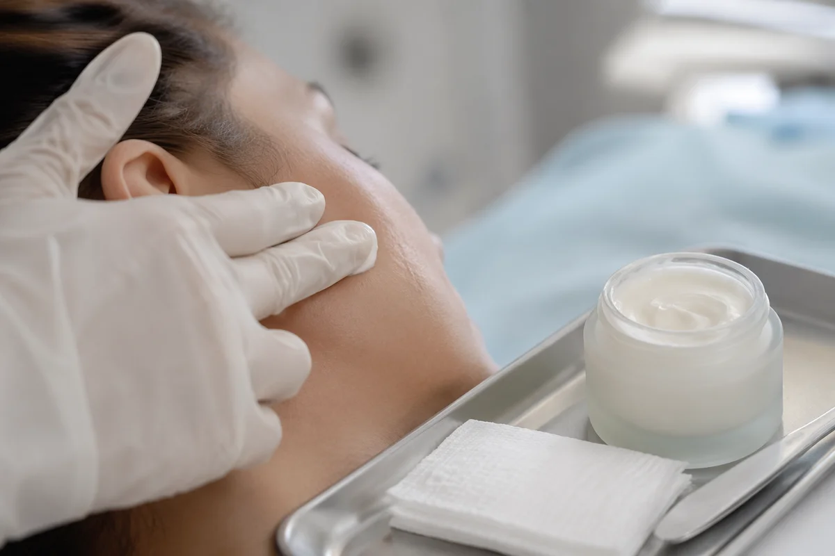 Medical Skincare Cream Application Close Up