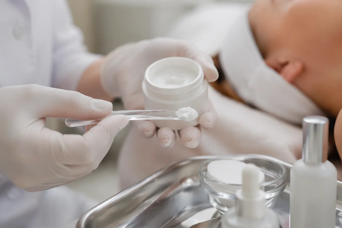 Medical Skincare Cream Application Close Up