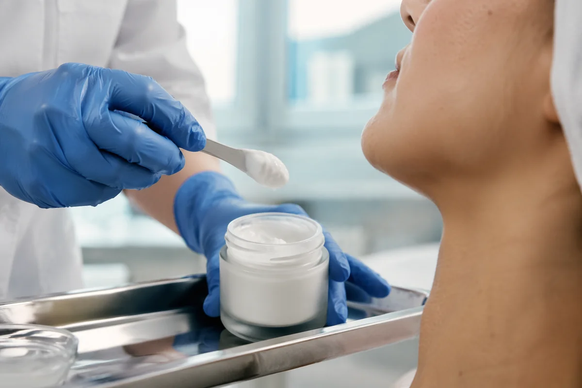 Medical Skincare Cream Application Close Up