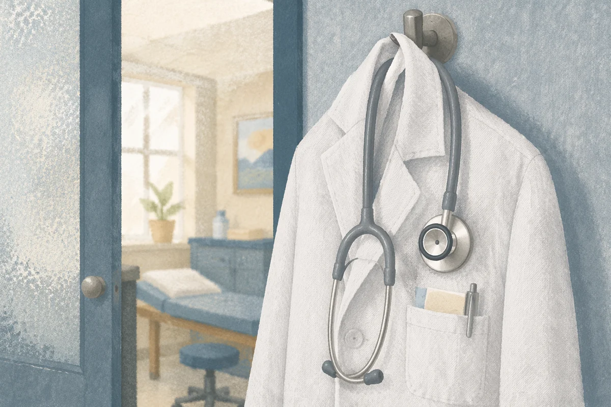 Stethoscope on White Coat Pocket Close-Up