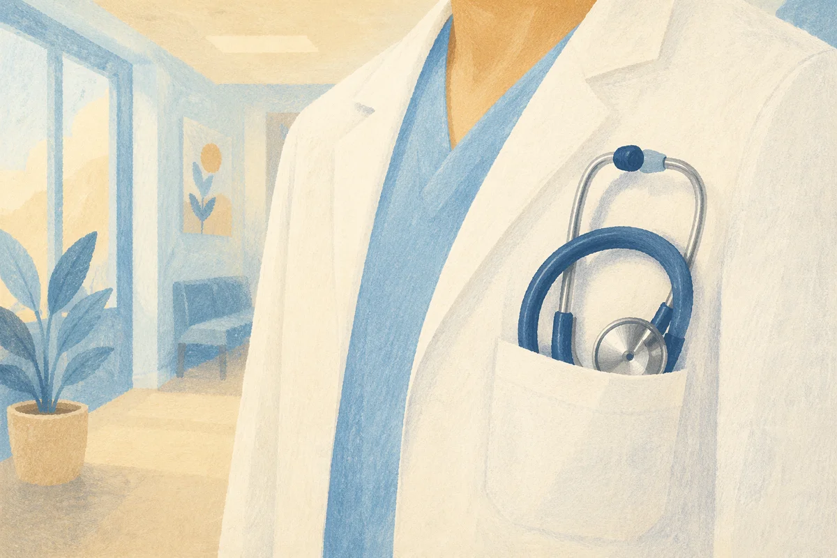 Close-Up Stethoscope in White Medical Coat