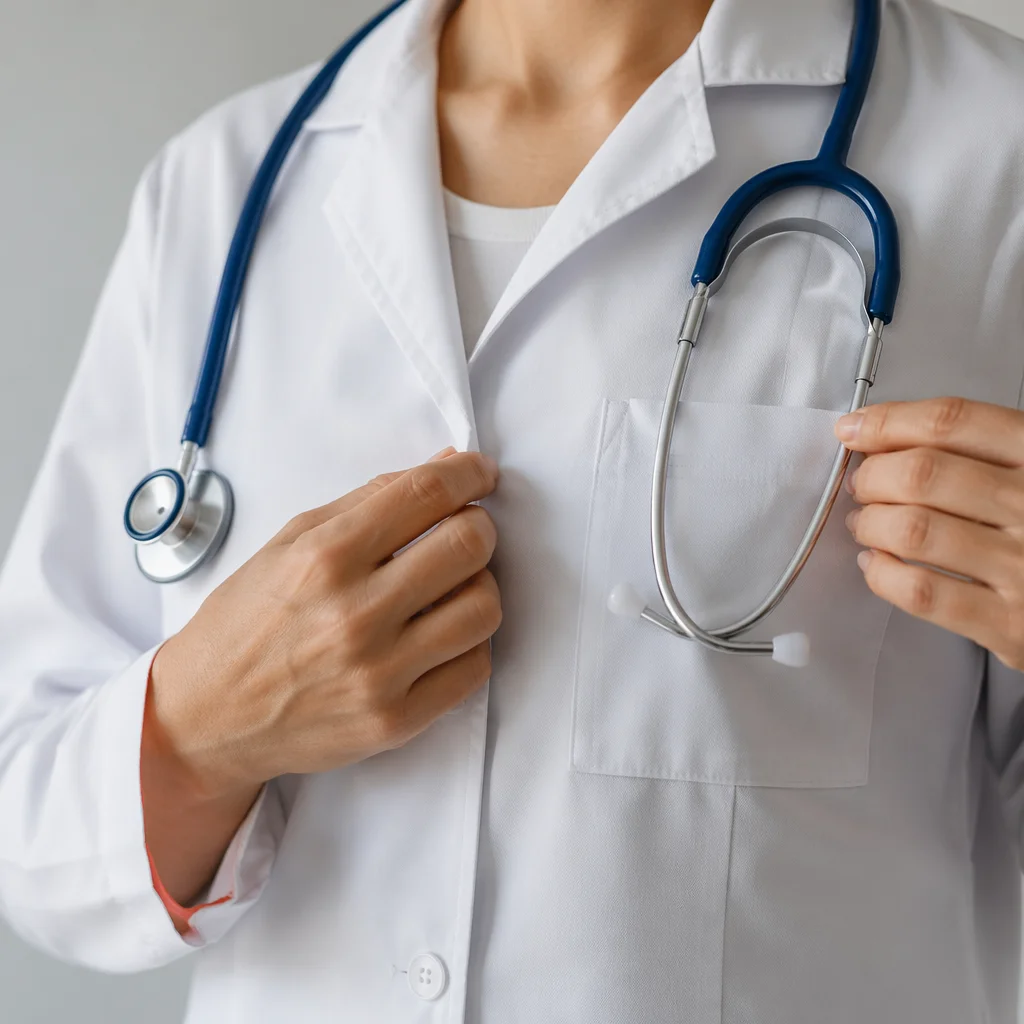 Close-Up Stethoscope on White Medical Coat