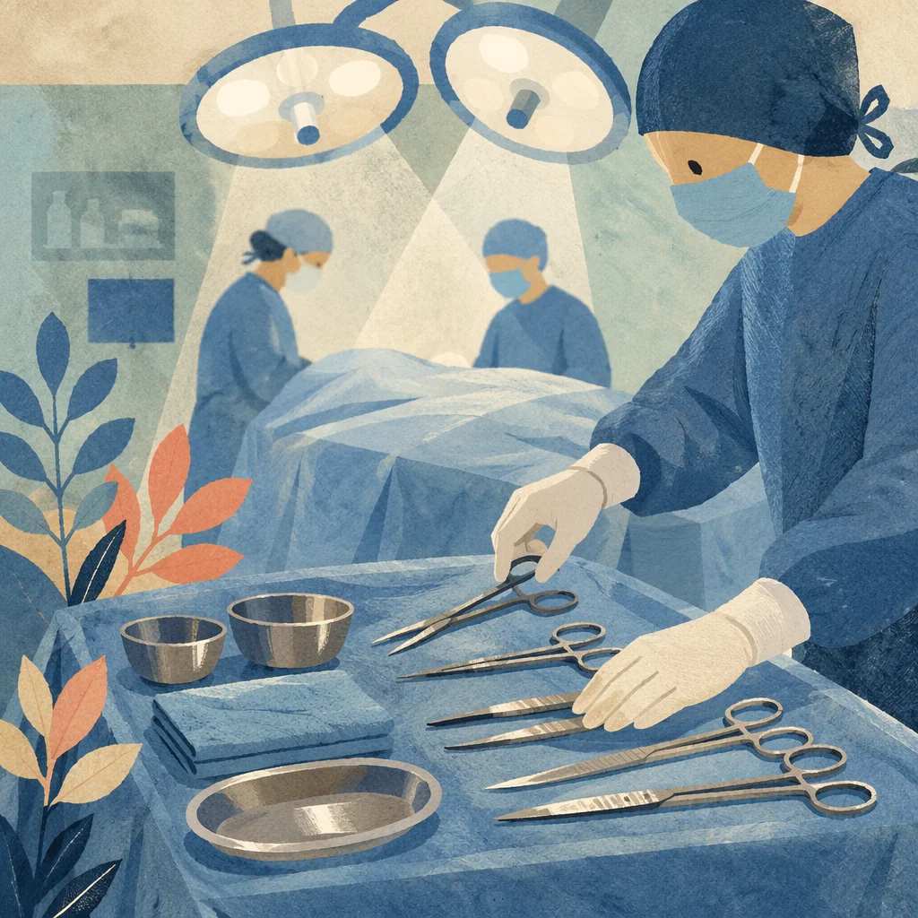 Sterile Surgery Team in Quiet Operating Room