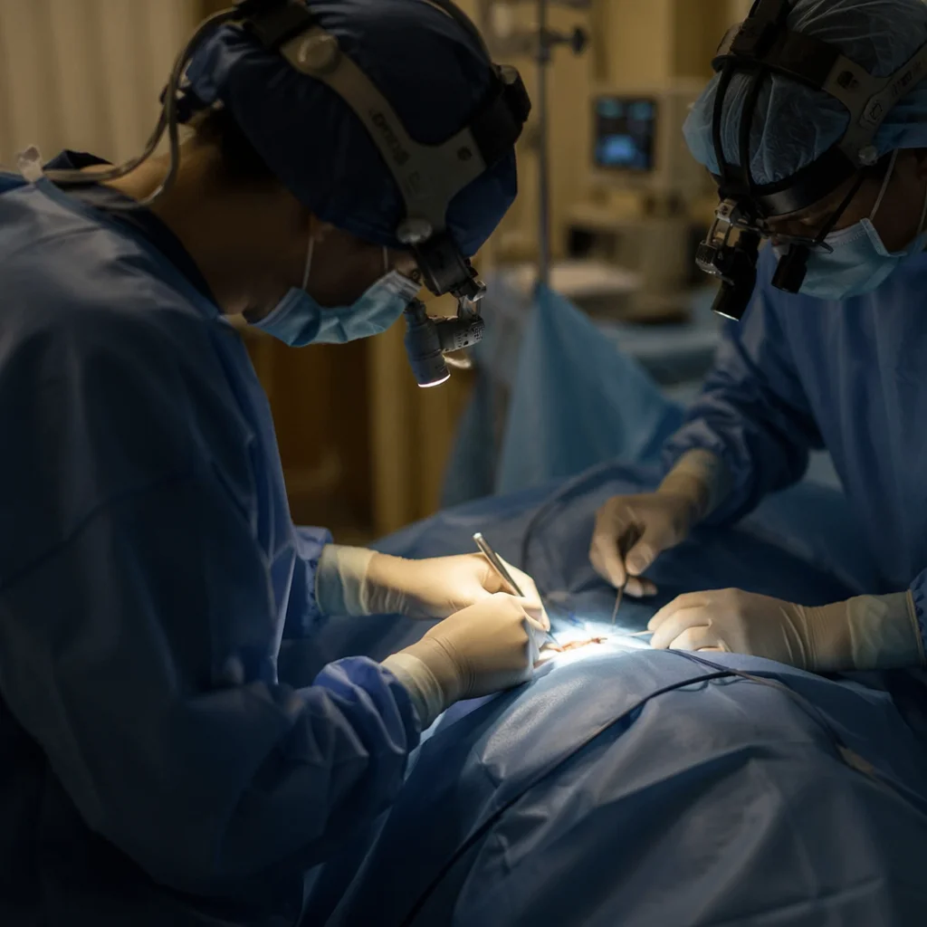 Medical Team Performing Sterile Surgery