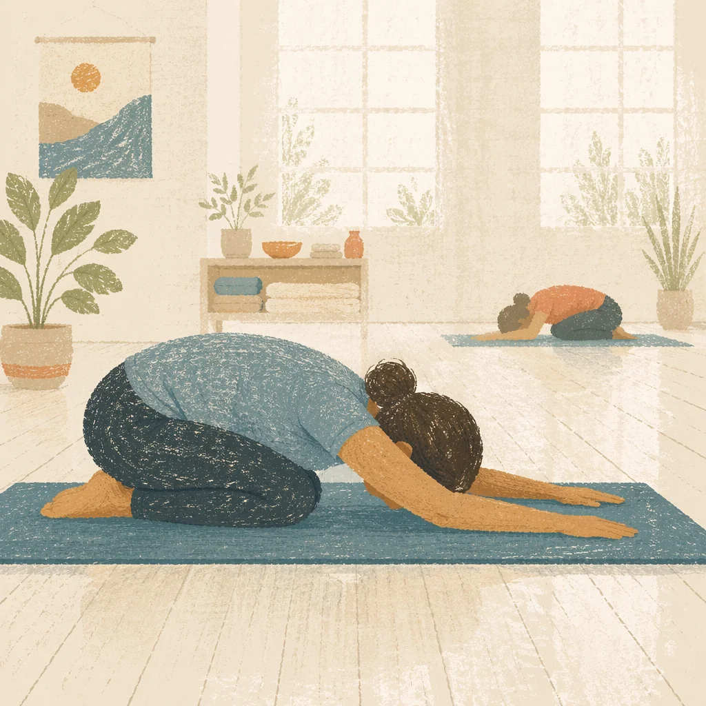 Peaceful Child Pose in Rehabilitation Studio