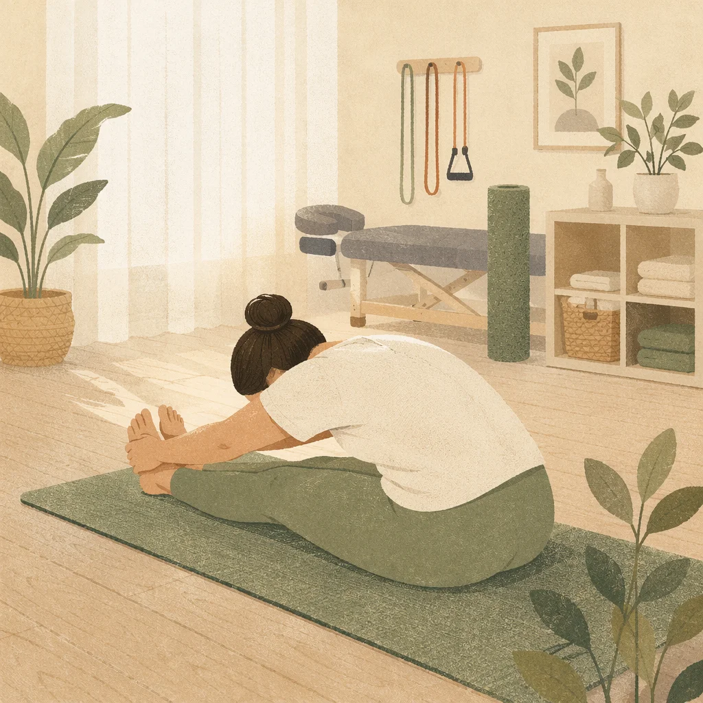 Peaceful Yoga Mat Stretch in Therapy Studio