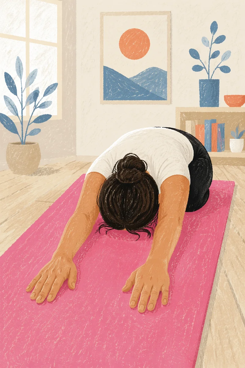 Peaceful Restorative Stretch on Pink Yoga Mat