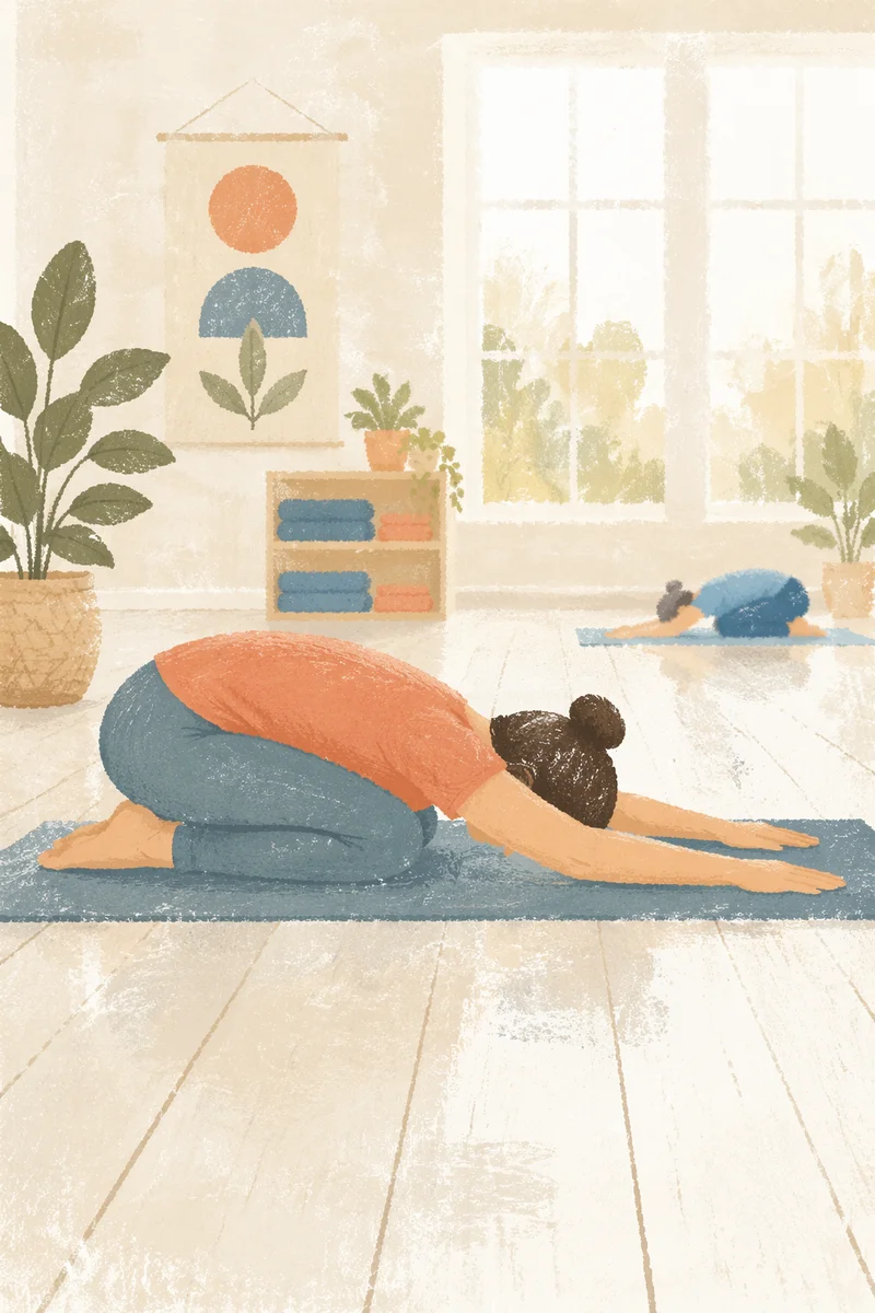 Peaceful Yoga Stretch in Rehabilitation Studio