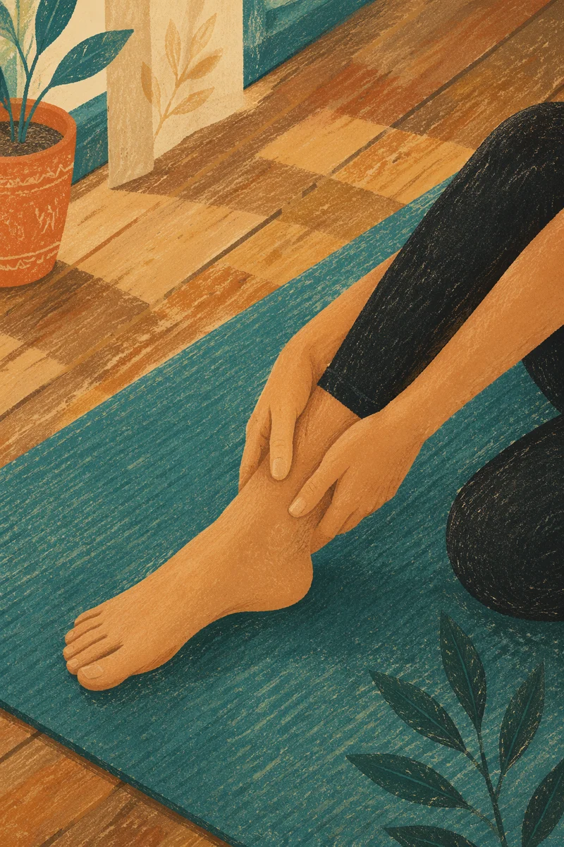 Peaceful Therapeutic Stretch on Turquoise Yoga Mat