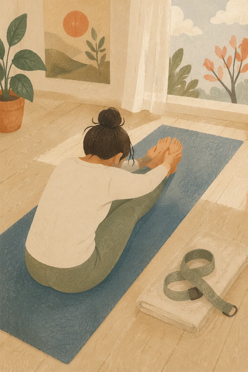 Peaceful Yoga Stretch in Rehabilitation Studio