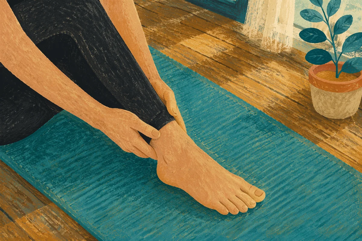 Peaceful Therapeutic Stretch on Turquoise Yoga Mat