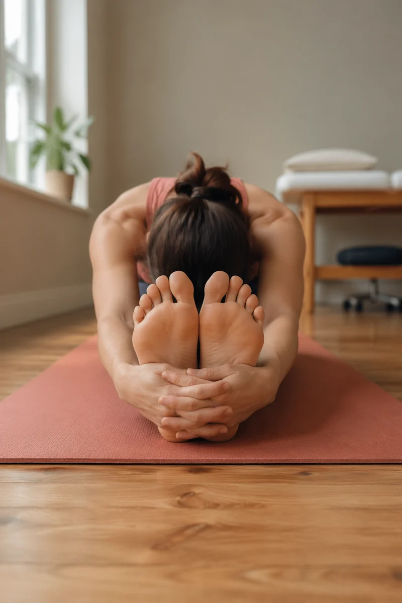 Peaceful Seated Stretch on Yoga Mat