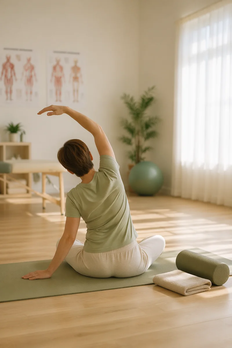 Peaceful Rehabilitation Stretch on Sage Yoga Mat