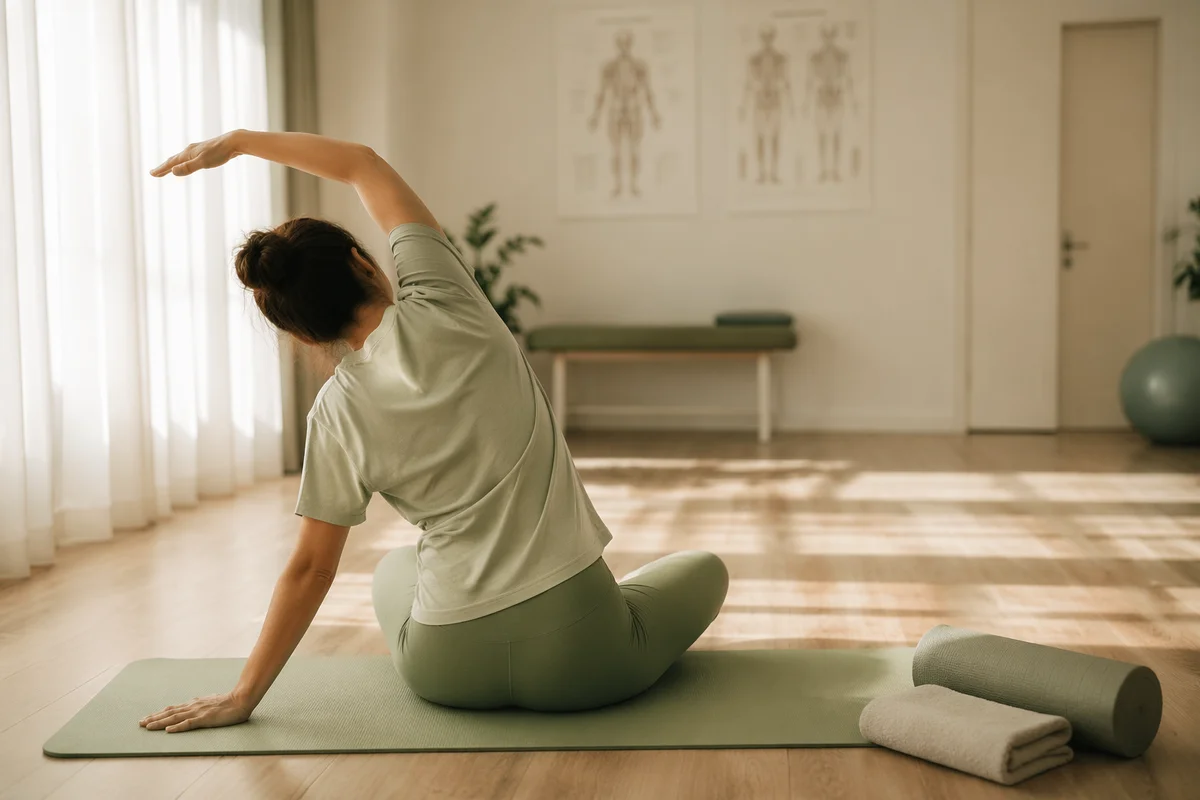 Peaceful Rehabilitation Stretch on Sage Yoga Mat