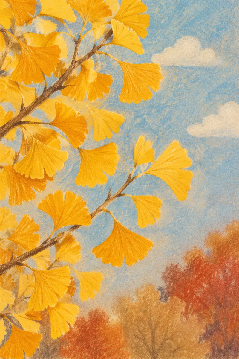 Golden Ginkgo Leaves in Autumn Light