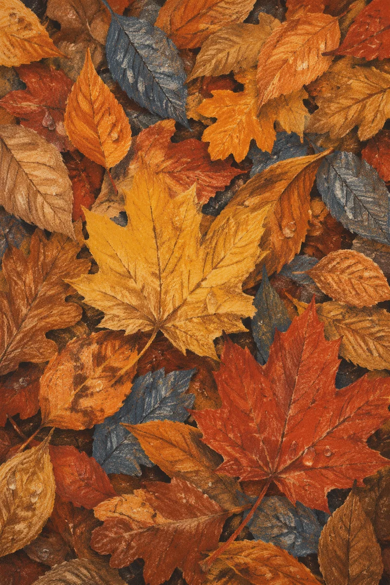 Colorful Autumn Leaves Forest Floor Flat Lay