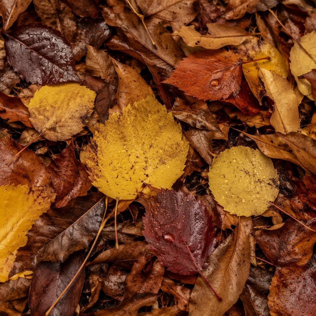 Colorful Autumn Leaves Forest Floor Flat Lay