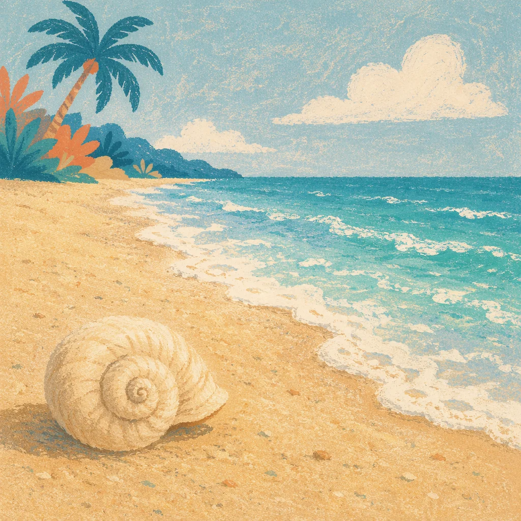 Pale Seashell on Tropical Summer Shoreline
