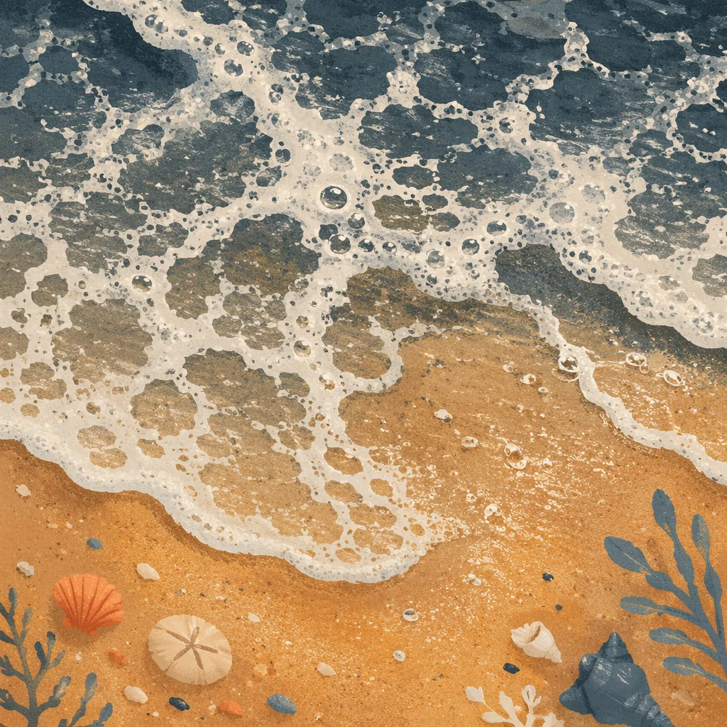 Tropical Wave Foam on Golden Sand