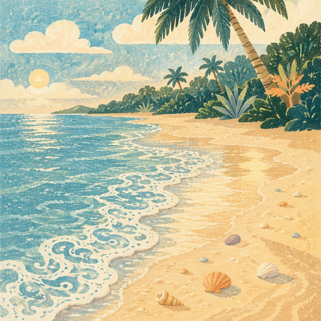 Tropical Beach Waves on Golden Sand