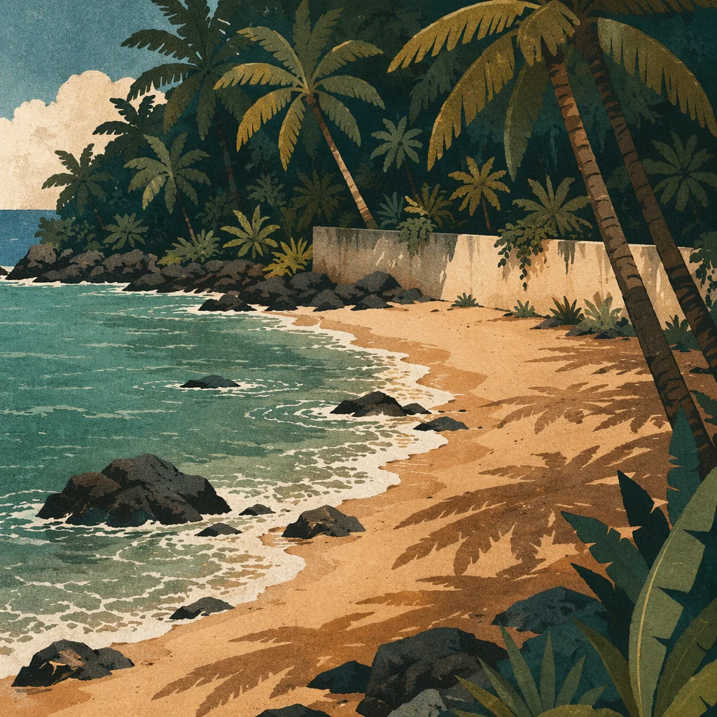 Secluded Tropical Cove With Foamy Waves