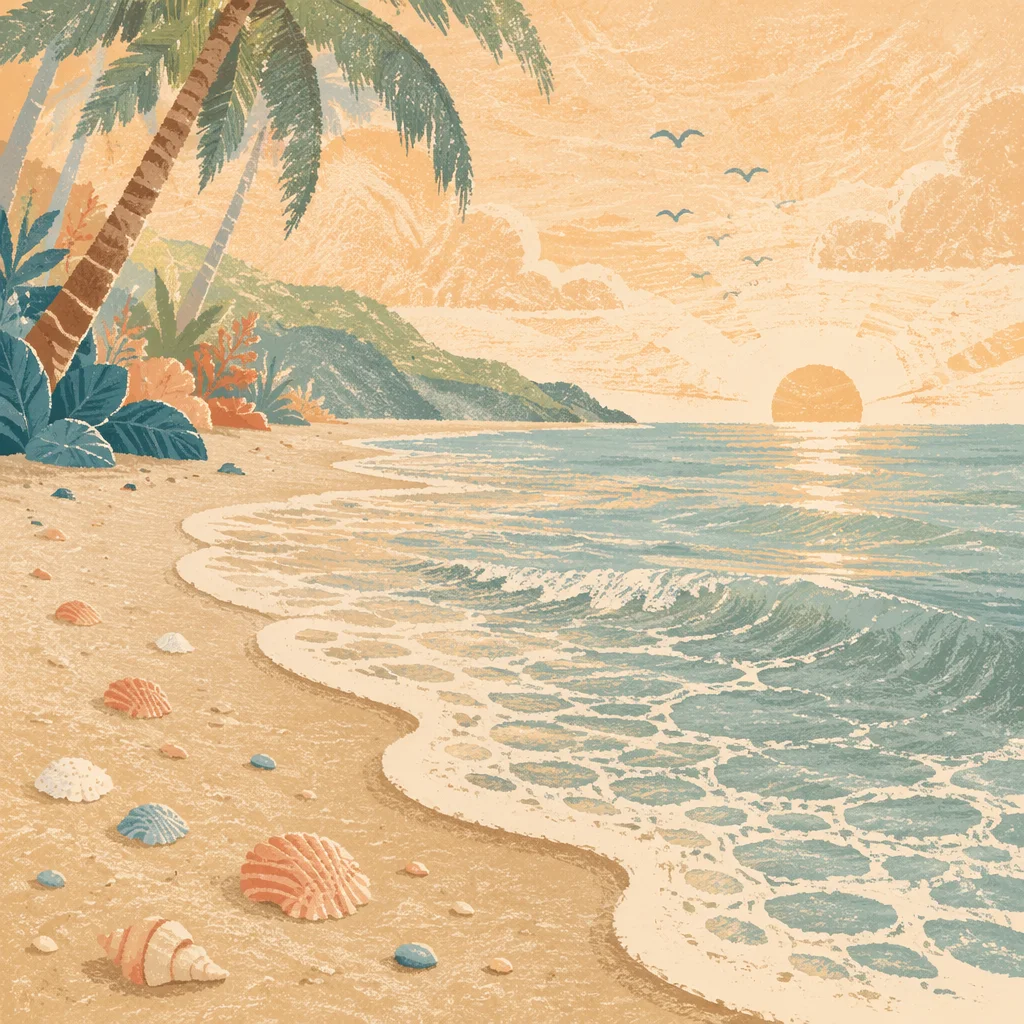 Peaceful Tropical Shoreline at Dawn