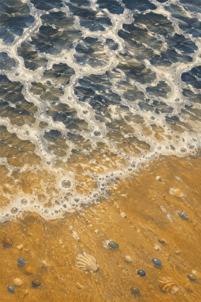Tropical Wave Foam Over Golden Sand